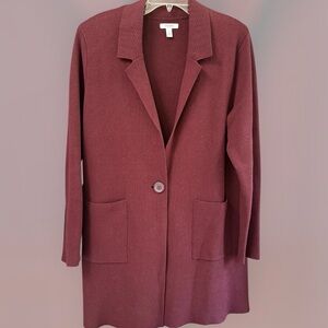 Nine West knit sweater blazer in beautiful wine color. Size XL.